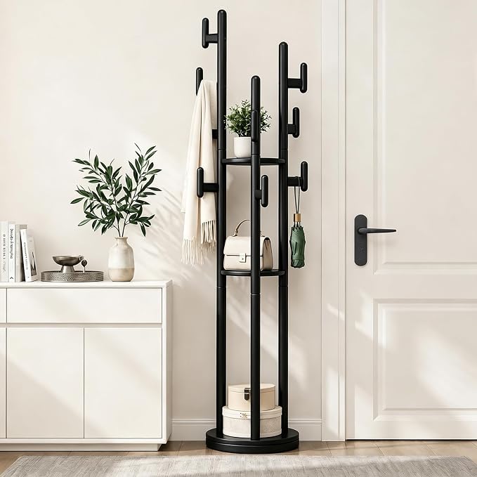 Rotating Wood Coat Rack