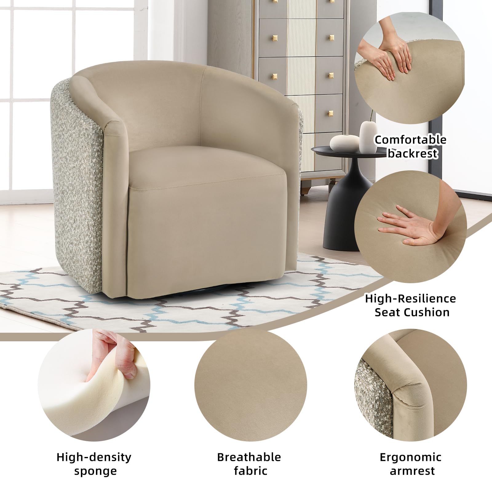 360° Swivel Barrel Accent Chair