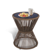 Woven Rope Round Side Table with Glass Top