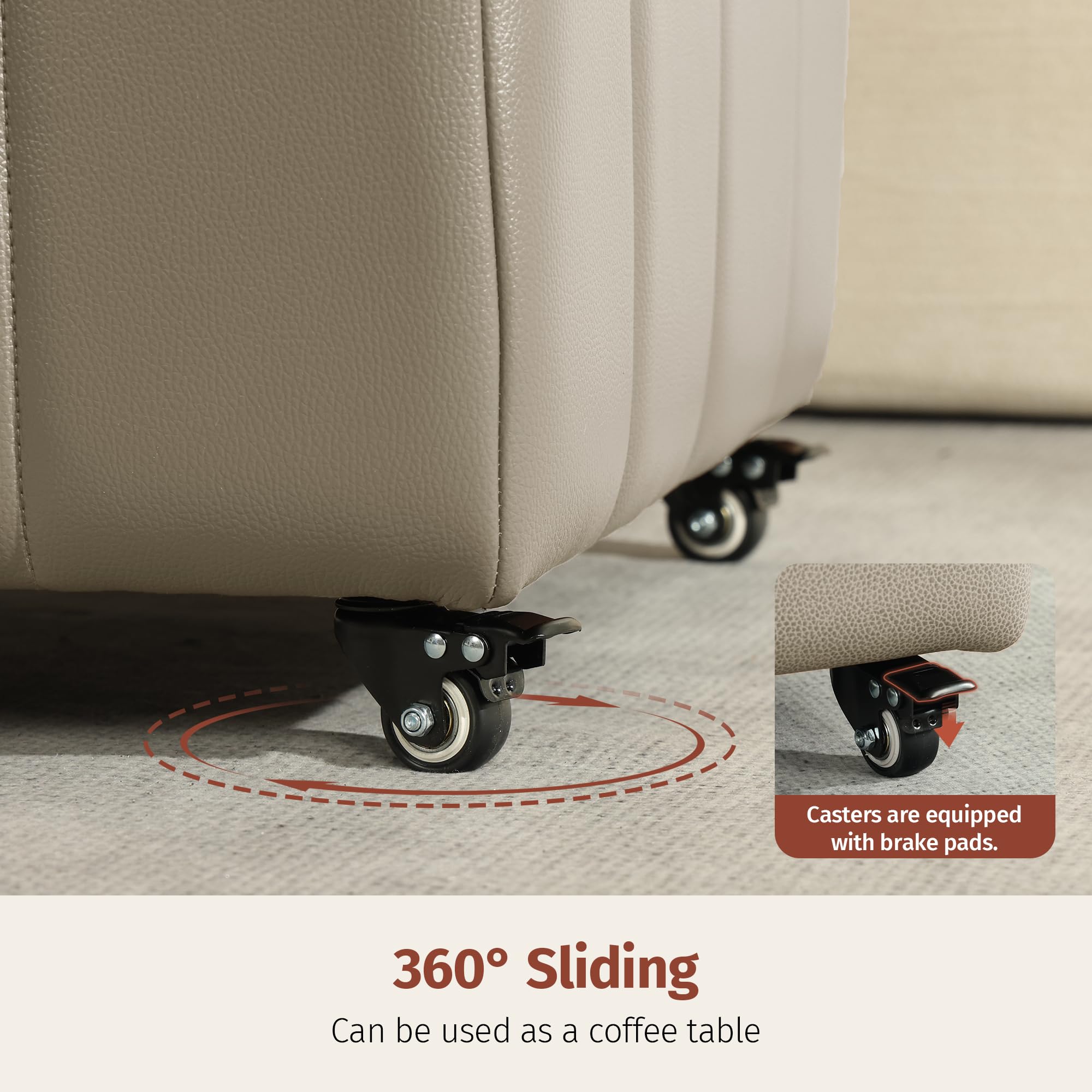 Square Storage Ottoman with Wheels
