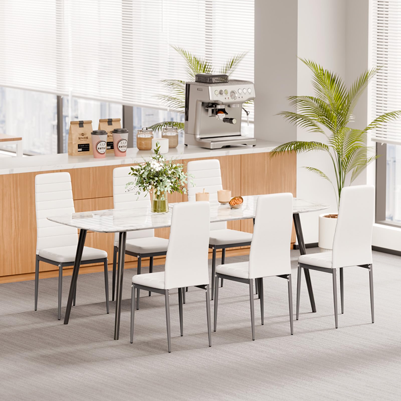 Modern Upholstered Dining Chairs with Metal Legs