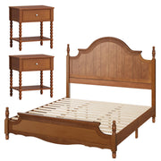 Solid Wood Bedroom Set with Arched Headboard