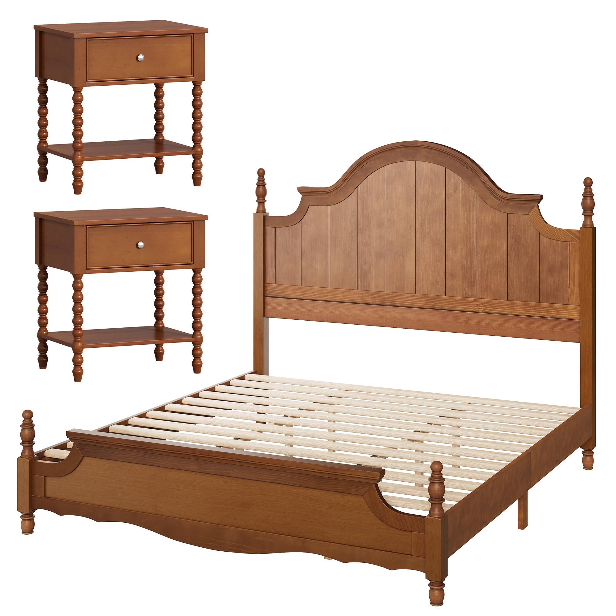 AMERLIFE 3-Piece Bedroom Set, California King, Brown