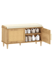 Rattan Shoe Storage Bench with Cushion