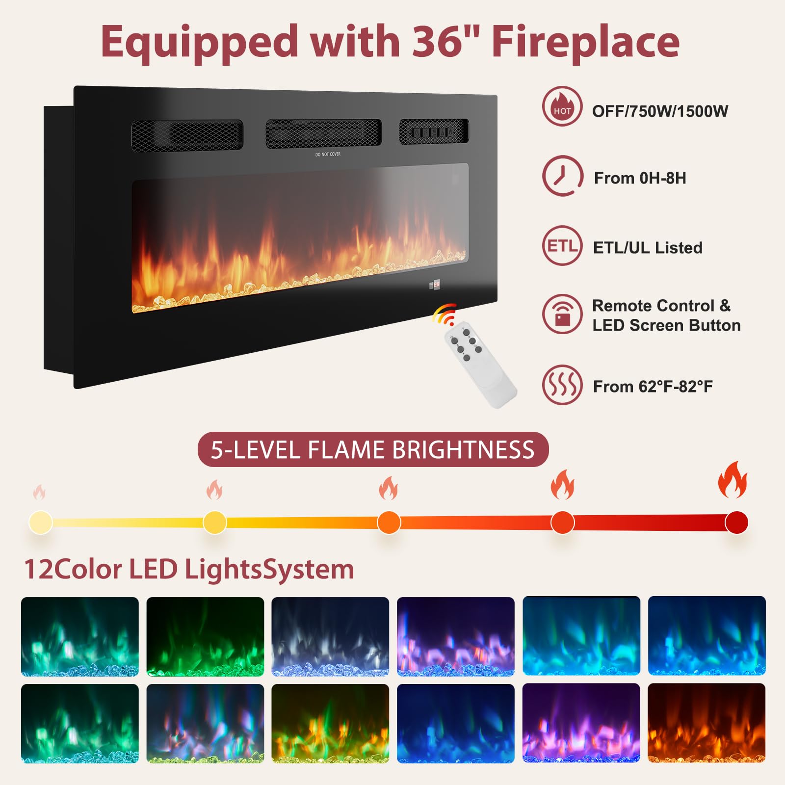 70" Fluted Fireplace TV Stand with Sliding Doors & Solid Wood Legs