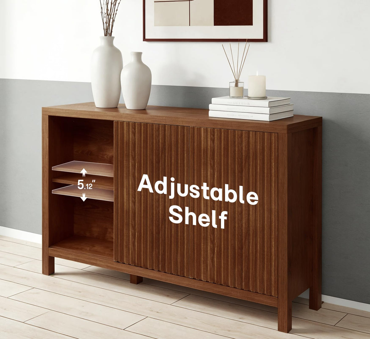 Espresso Fluted Sideboard Cabinet