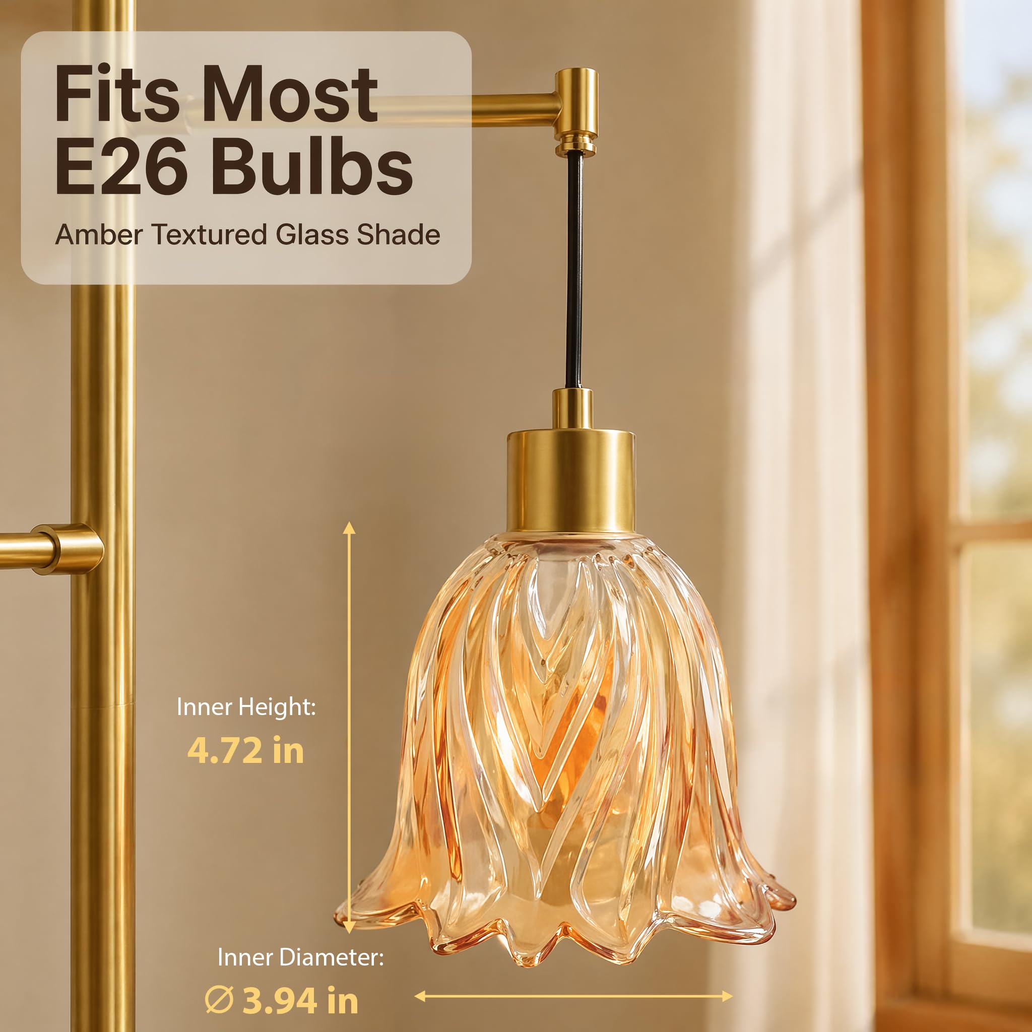 3-Light Glass Flower Floor Lamp