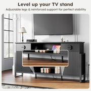 LGHM 70'' Fluted TV Stand with Power Outlets, Stylish Modern Entertainment Center with Drawers for TVs Up to 80”, 38'' Tall TV Stand, Media Console for Living Room, Metal Legs Design, Black