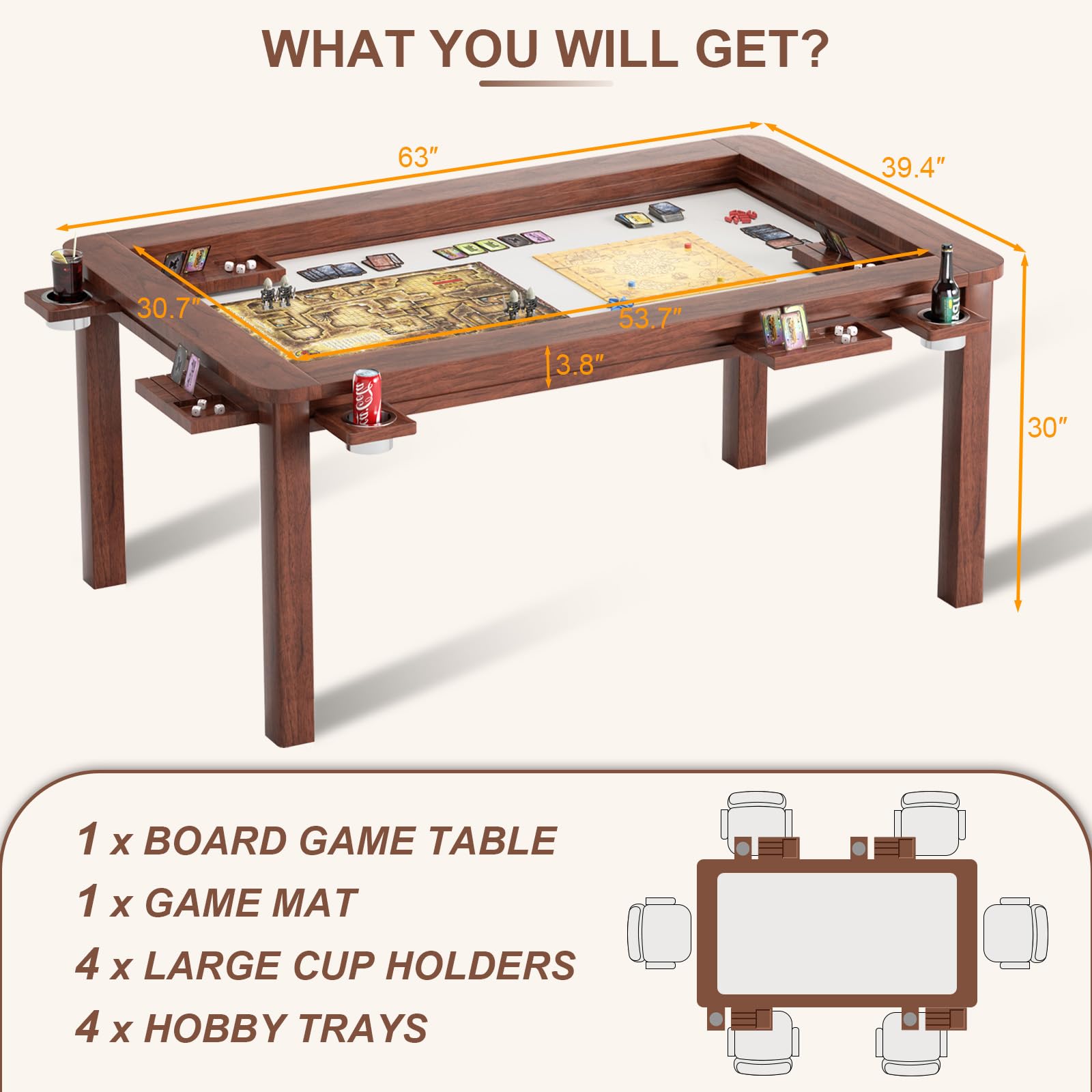 Solid Wood Board Game & Dining Table