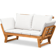 Acacia Wood Outdoor Loveseat with Adjustable Armrests