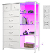8-Drawer Dresser with LED Lights & Acrylic Shelves