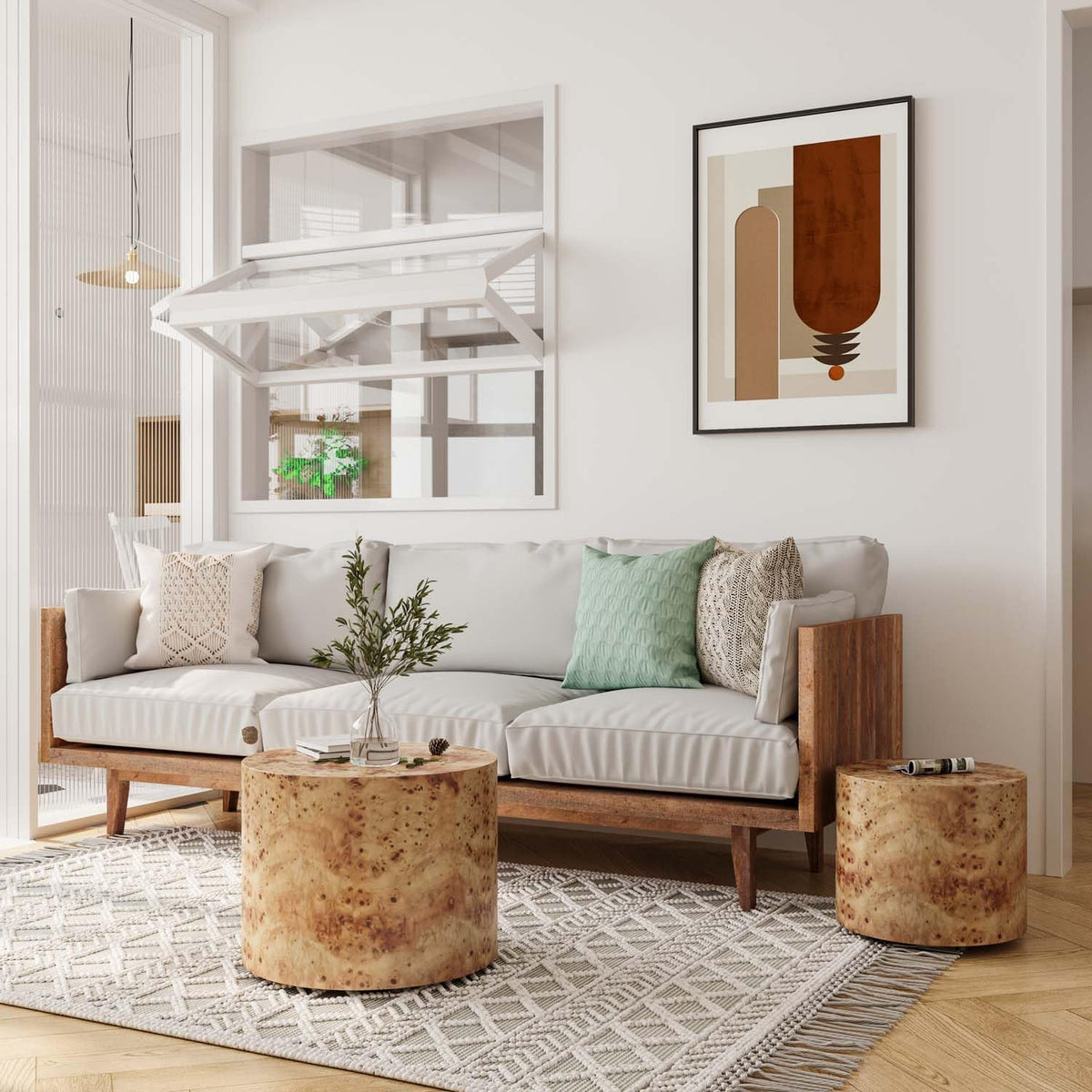 Nesting Coffee Table Set of 2 Modern Round Coffee Table and End Table Set