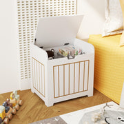 Aenuert White Wooden Storage Chest Box, Small Cube Storage Organizer with Door, Modern Entryway Storage Bin for Home Books, Clothes, Plants, Square Side Table for Living Room or Bedroom