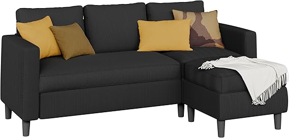 L-Shaped Convertible Sectional Sofa with Ottoman