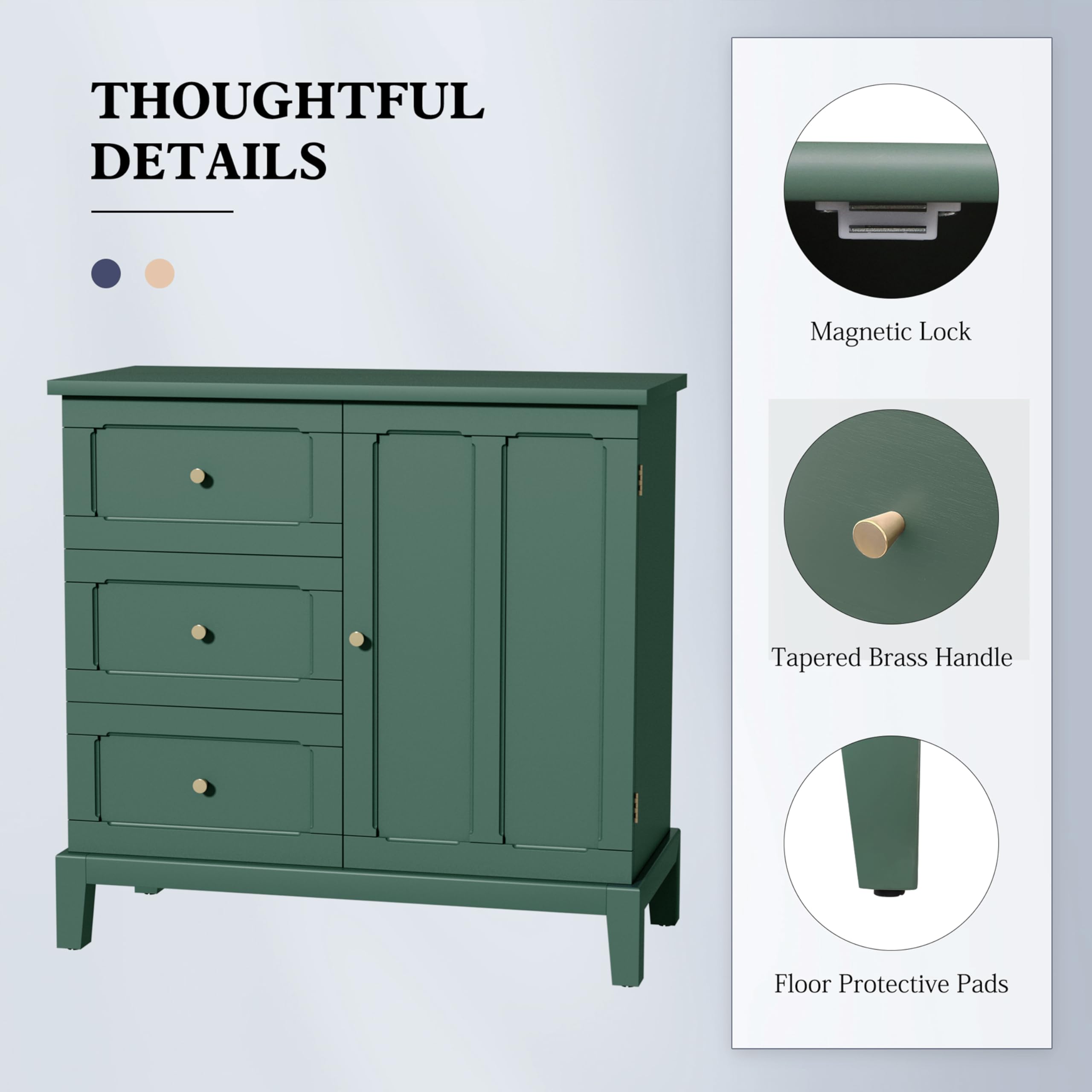 Accent Cabinet with 3 Drawers and Door