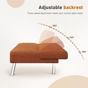 Furnimart Futon Sofa Bed, 66" Corduroy Convertible Futon Couch with 3-Position Adjustable Backrest, Solid Wood Frame Sleeper Sofa for Small Space, Living Room, Apartment, Office, Burnt Orange