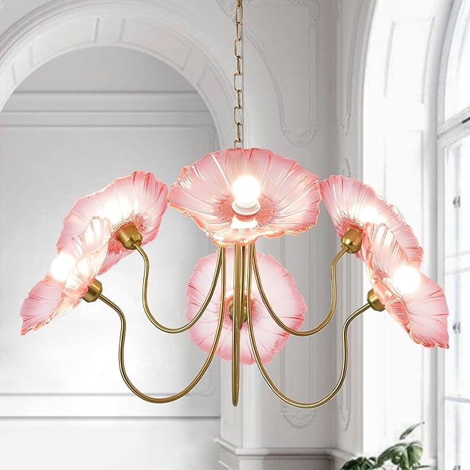 6-Light Floral Glass Chandelier