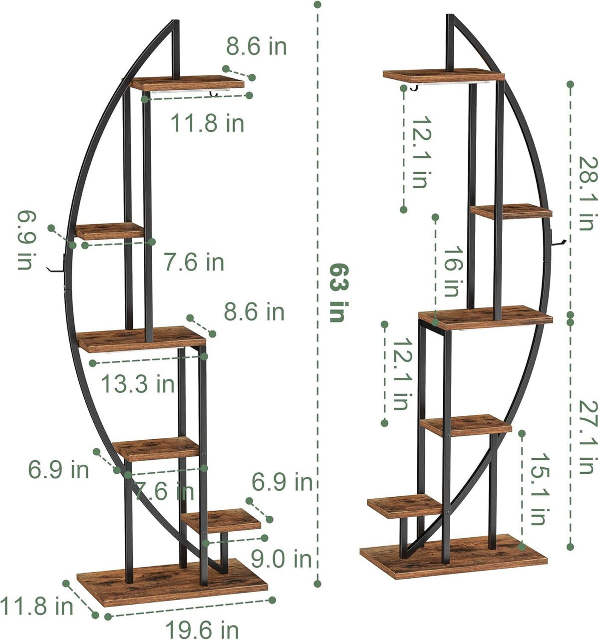 BACEKOLL Plant Stand with Grow Light, 2 Pack Tall Indoor Plant Shelf 6 Tier