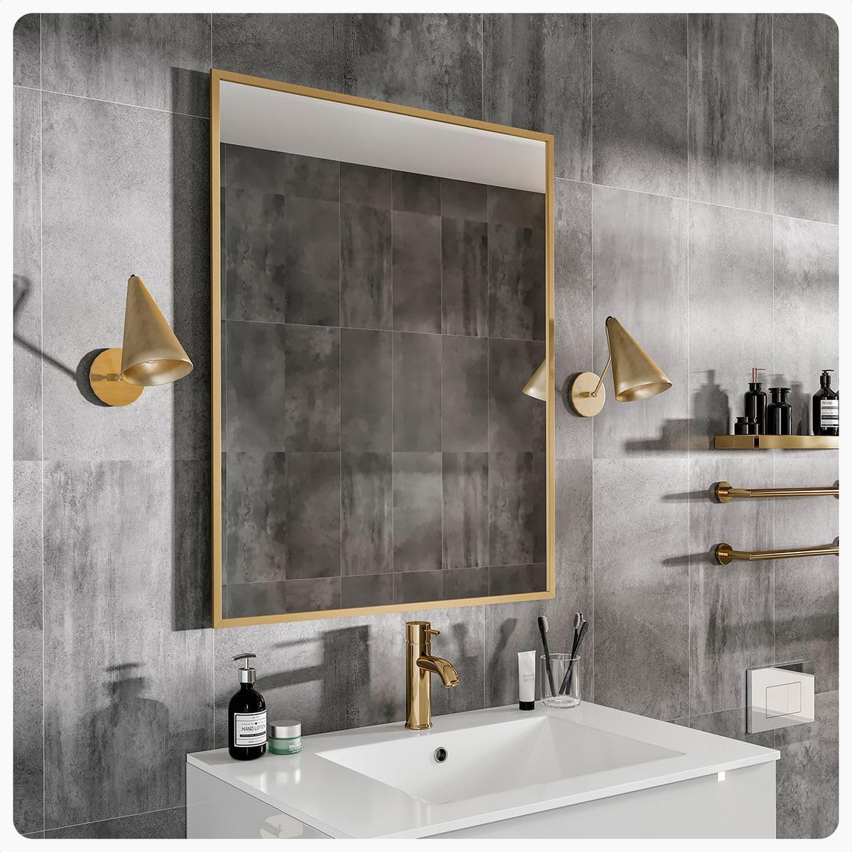 Gold Rectangular Wall Mirror
