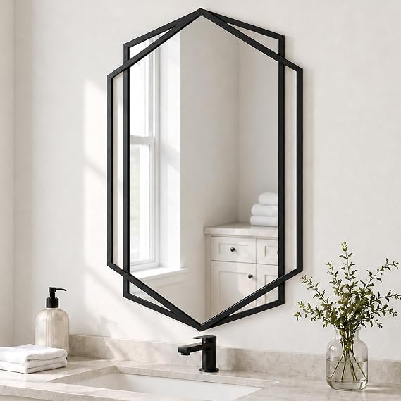 Matte Gold Hexagon Wall Mirror