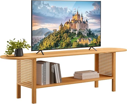 Bamboo TV Stand with Open Storage