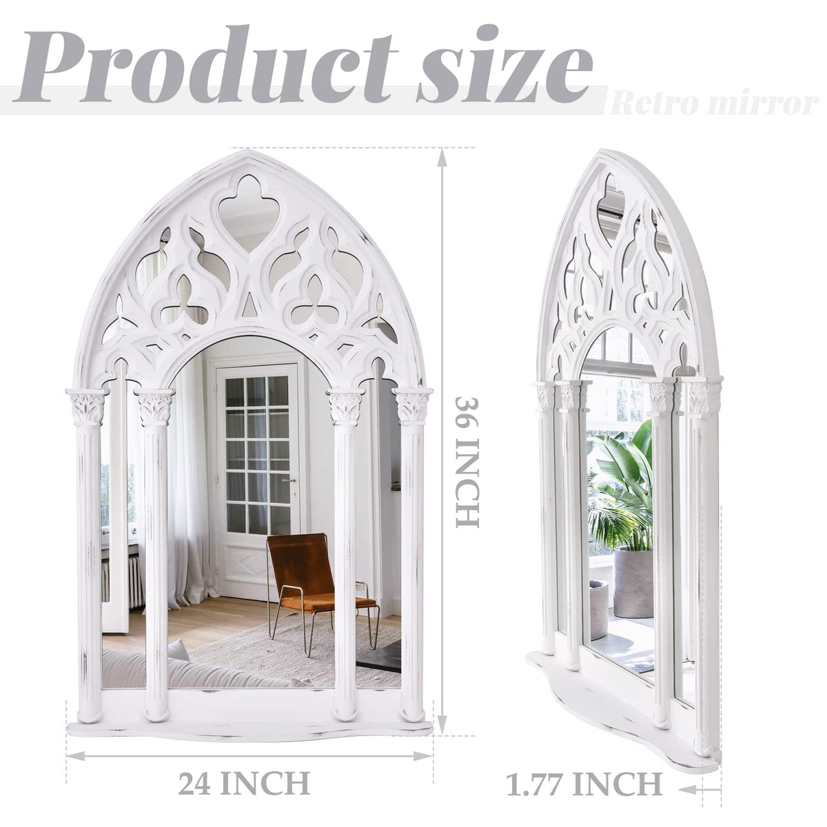 Arched Wood Window Mirror