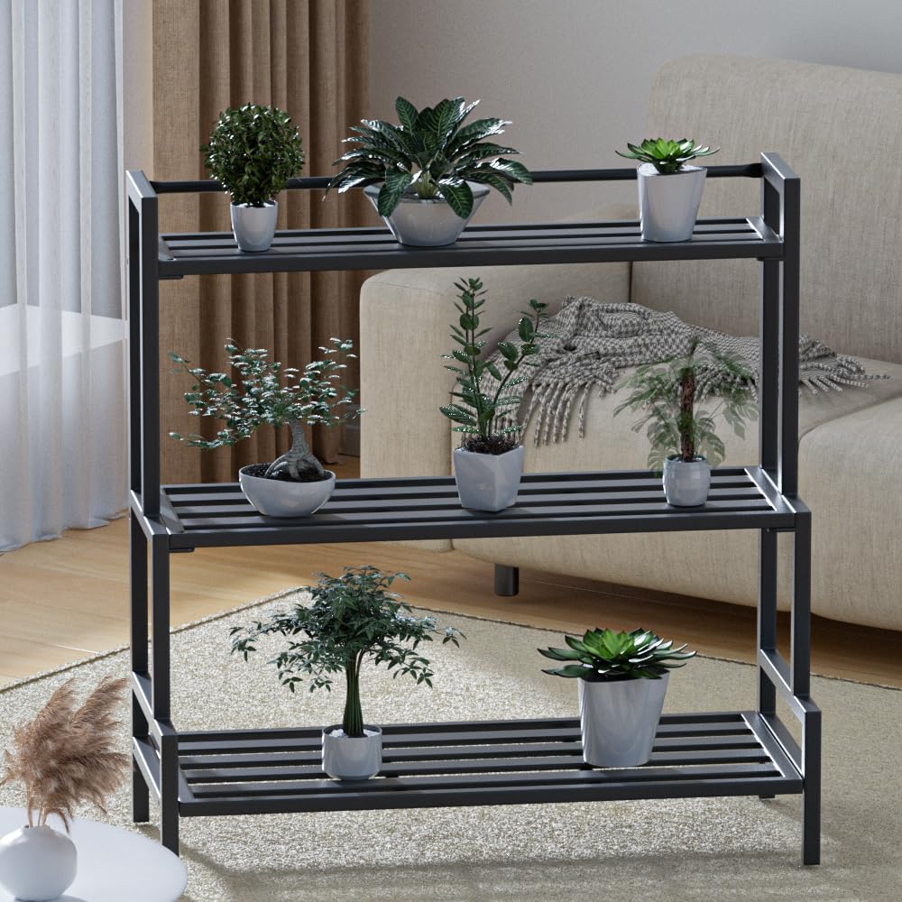 DHYGOTFUR Aluminum Plant Stand Outdoor 3-Tier Rustproof, Extra Large