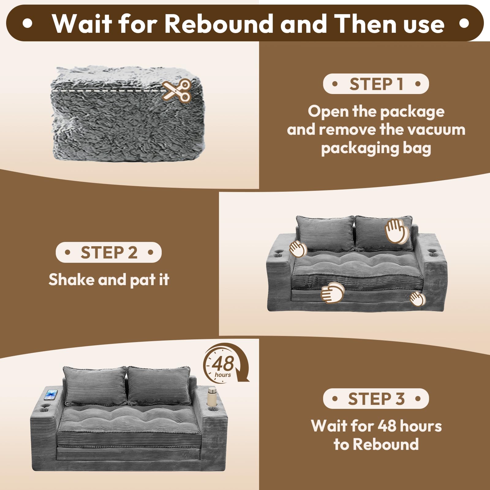 Convertible Loveseat Sofa Bed with Cup Holders