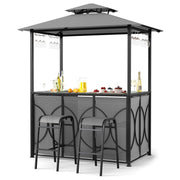3-Piece Patio Bar Set with Grill Gazebo & Bar Stools