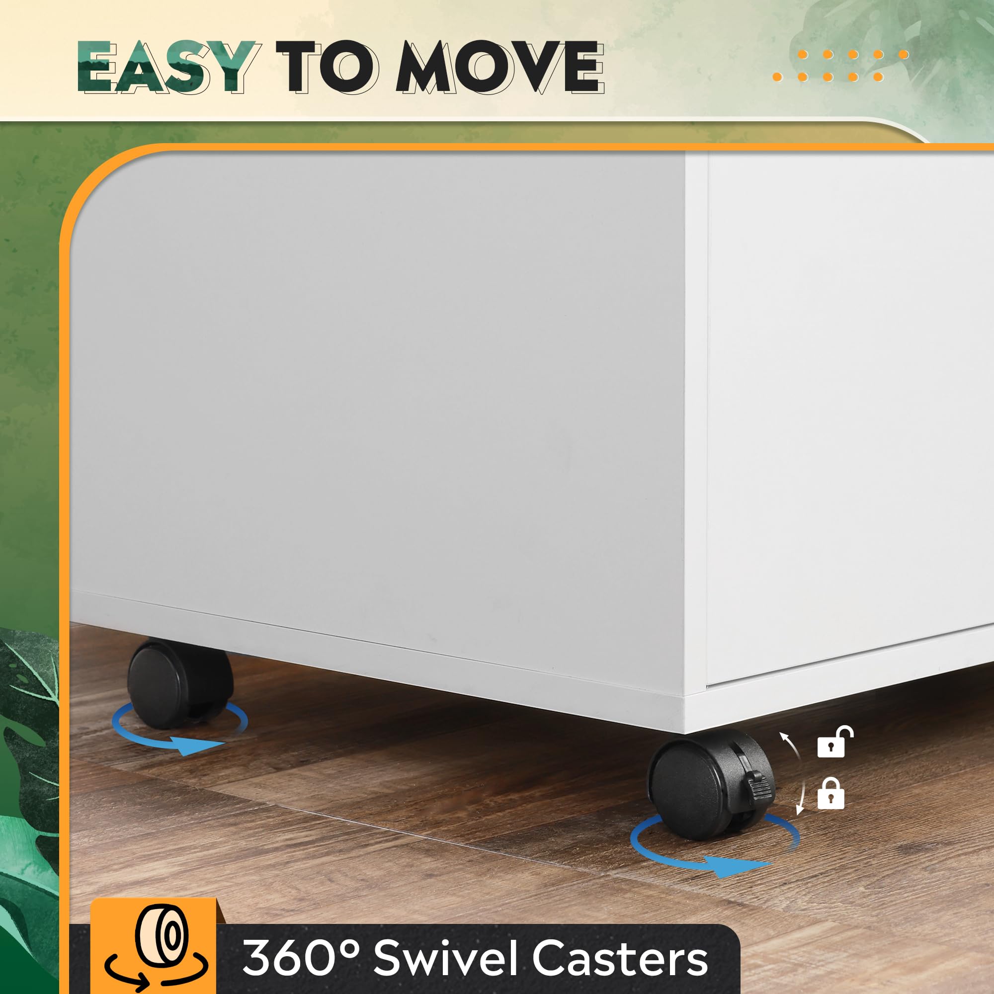 3-Drawer Mobile File Cabinet with Lock