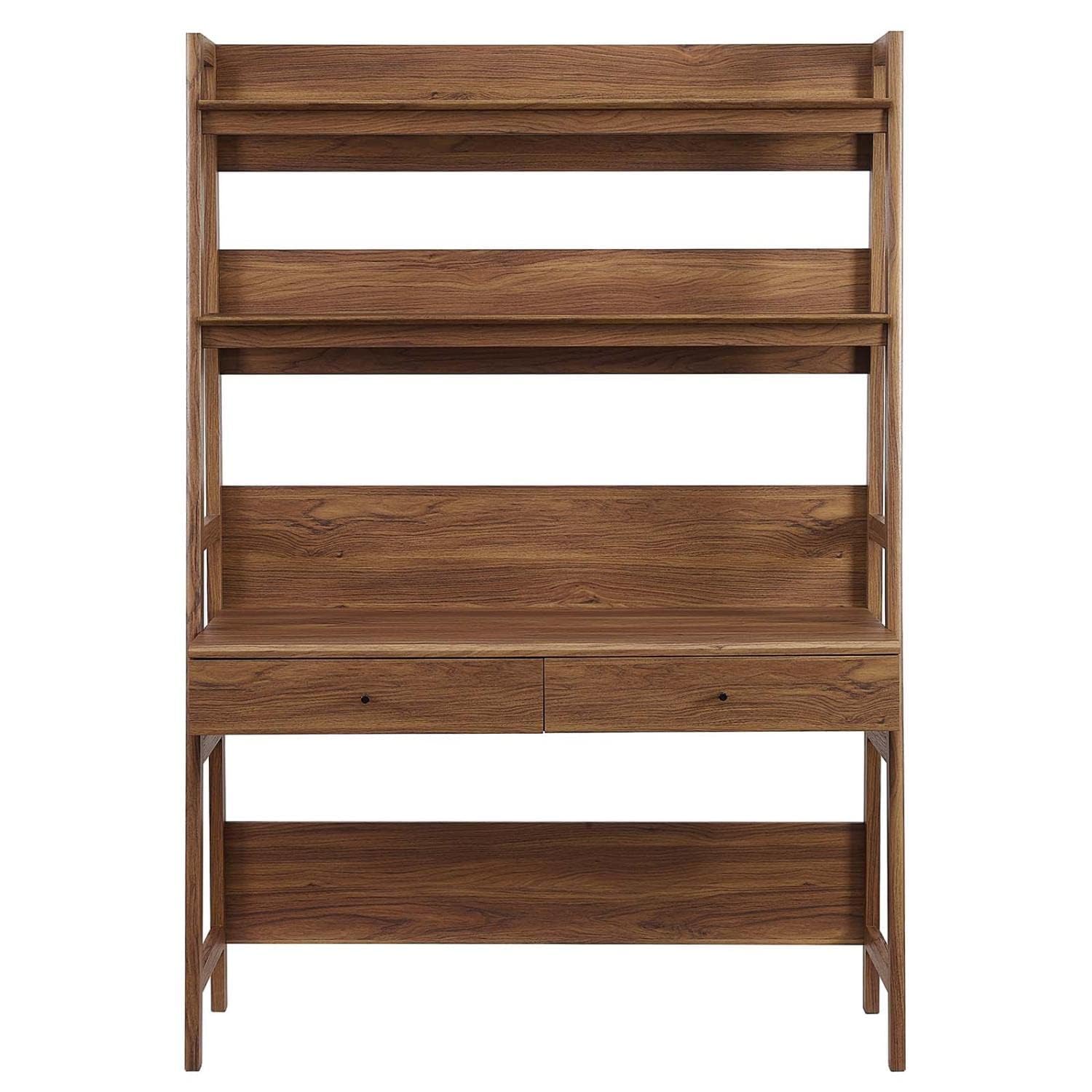 49" Office Desk with Tiered Bookshelf & 2 Drawers