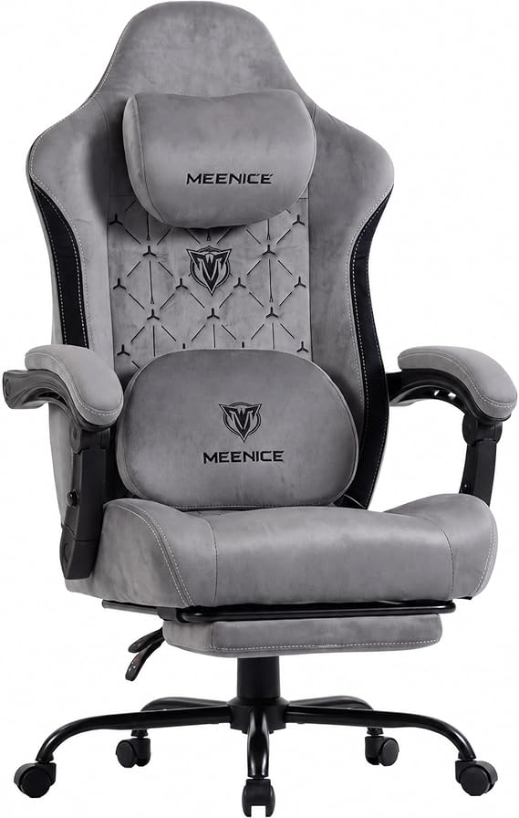 Fabric Gaming Chair with Heated Massage