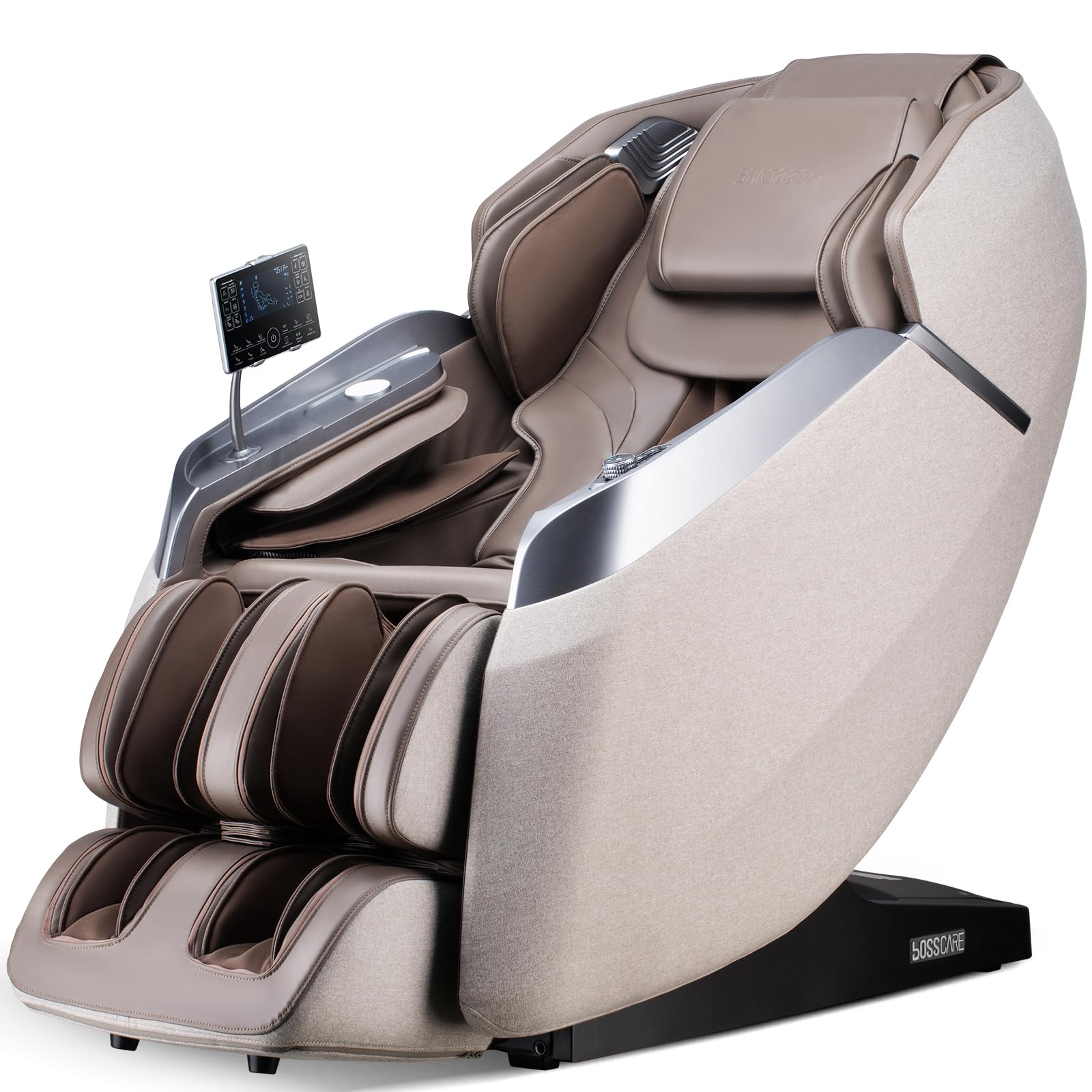 BOSSCARE 2026 4D Massage Chair Full Body, 24 Modes Zero Gravity SL-Track Shiatsu Recliner- AI APP Control Airbag Massage with Body Scan, Deep Yoga Stretch, Foot Rollers, Built-in Heat System(Brown)