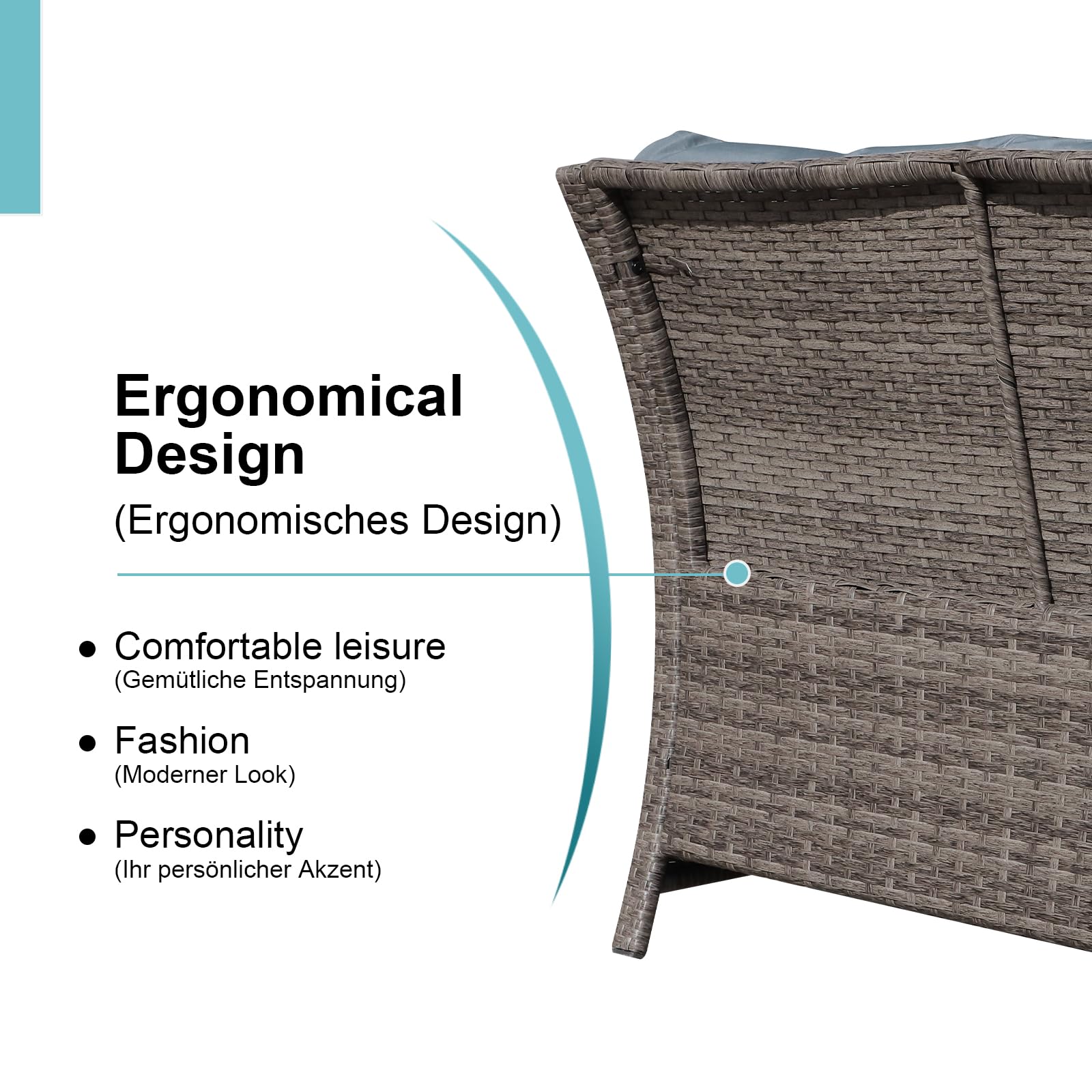 2-Piece Outdoor Wicker Loveseat & Coffee Table Set with Storage