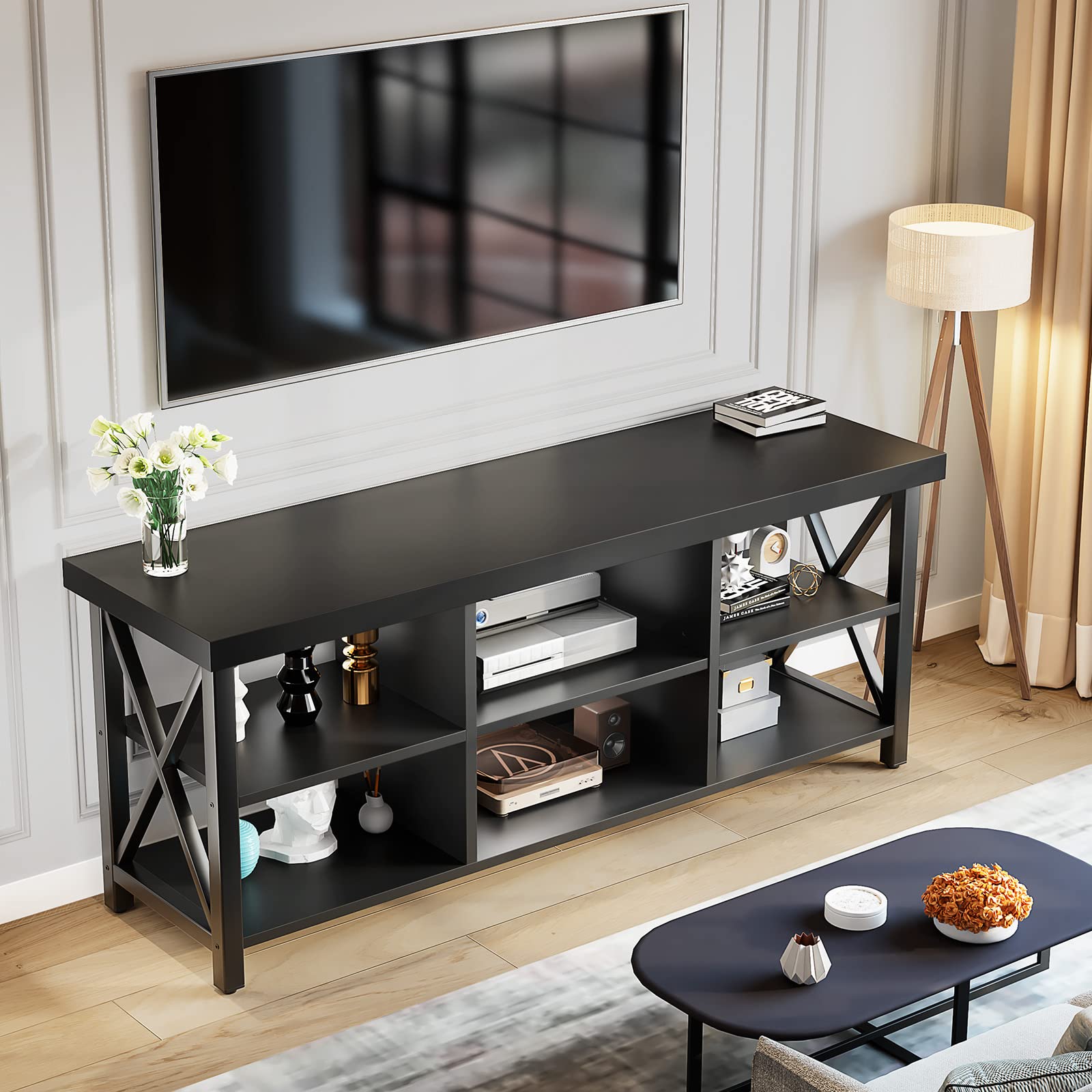 55" TV Stand with 6 Storage Compartments