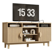 TV Stand for 65" TV with Charging Station & Fluted Doors, 59"
