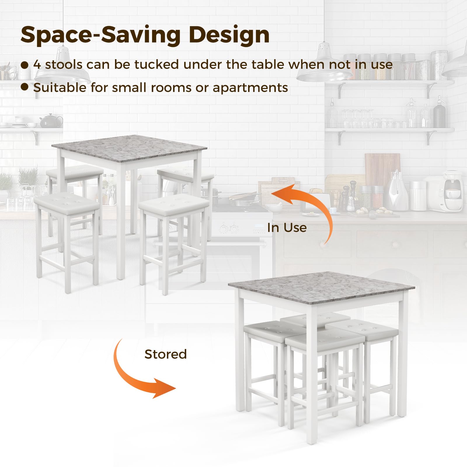 Counter Height Dining Table Set with 4 Bar Stools