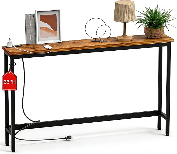 Narrow Console Table with Outlets