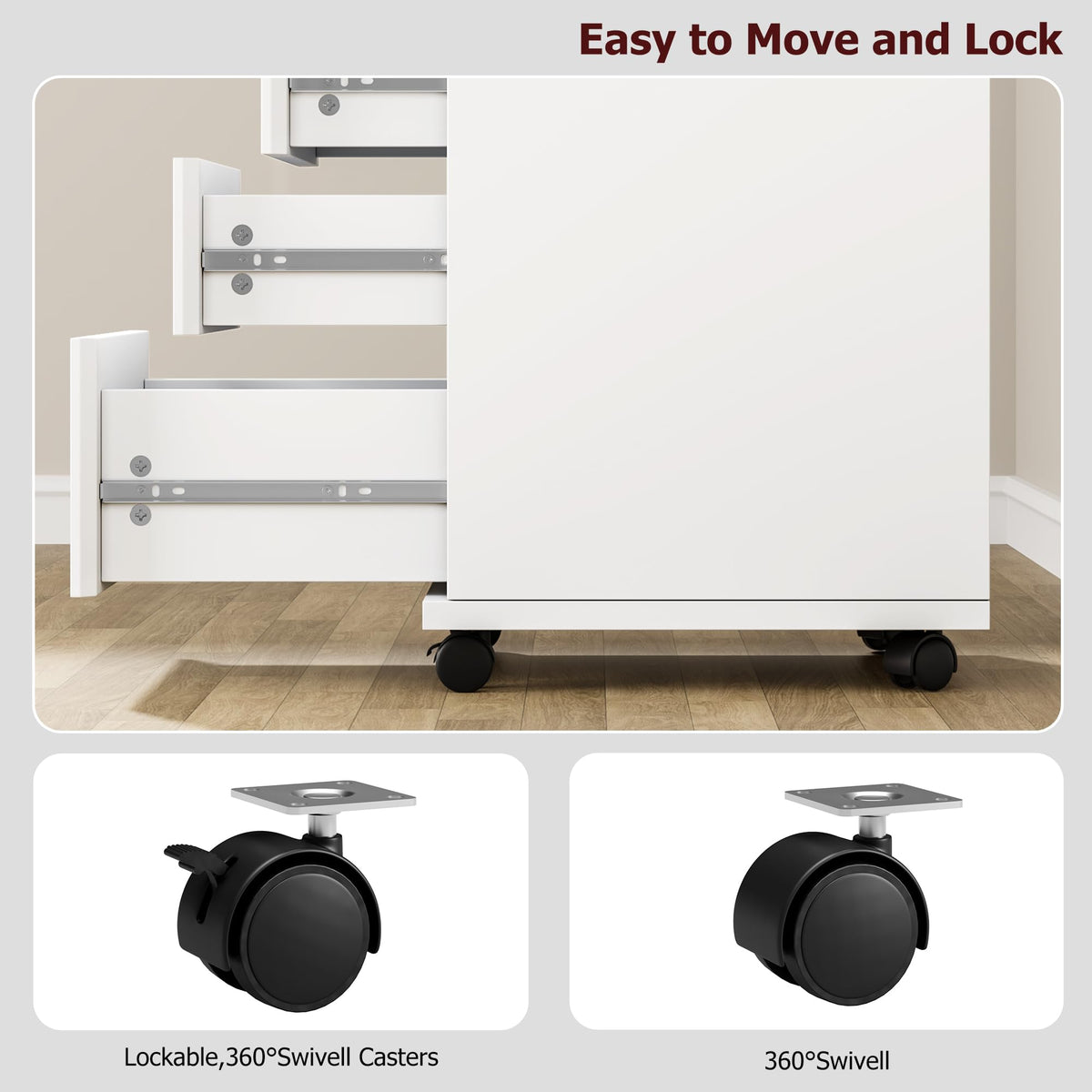4-Drawer Rolling Office Cabinet
