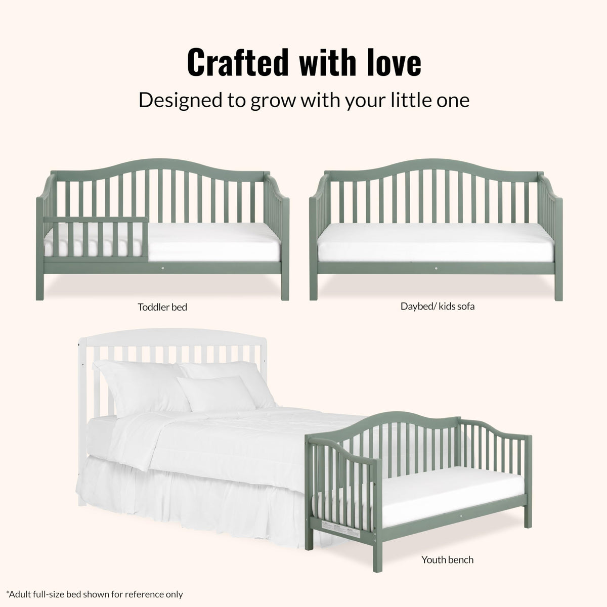 Dream On Me Austin Wooden Toddler Day Bed for Kids, Meadow Green