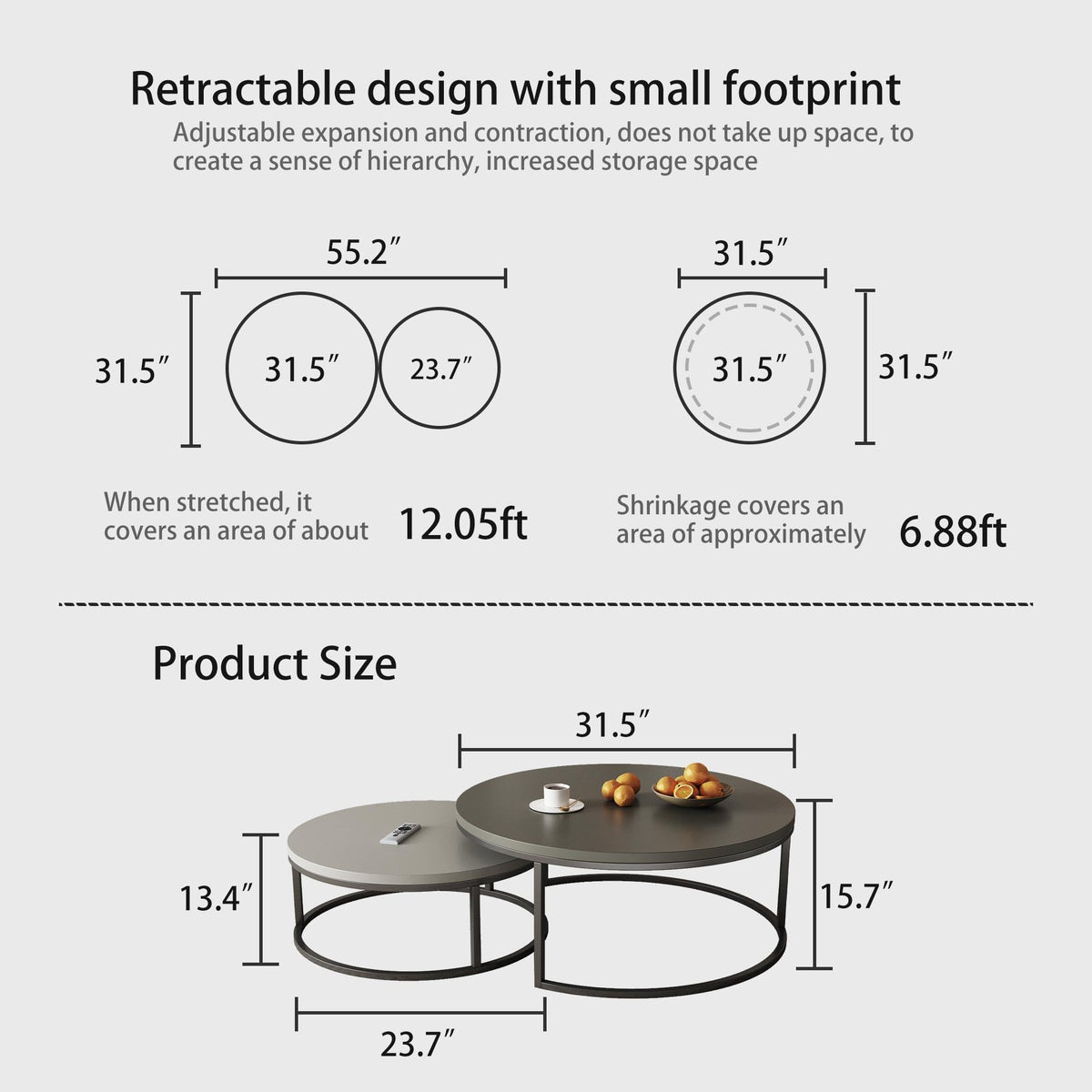 Round Nesting Coffee Tables, Set of 2