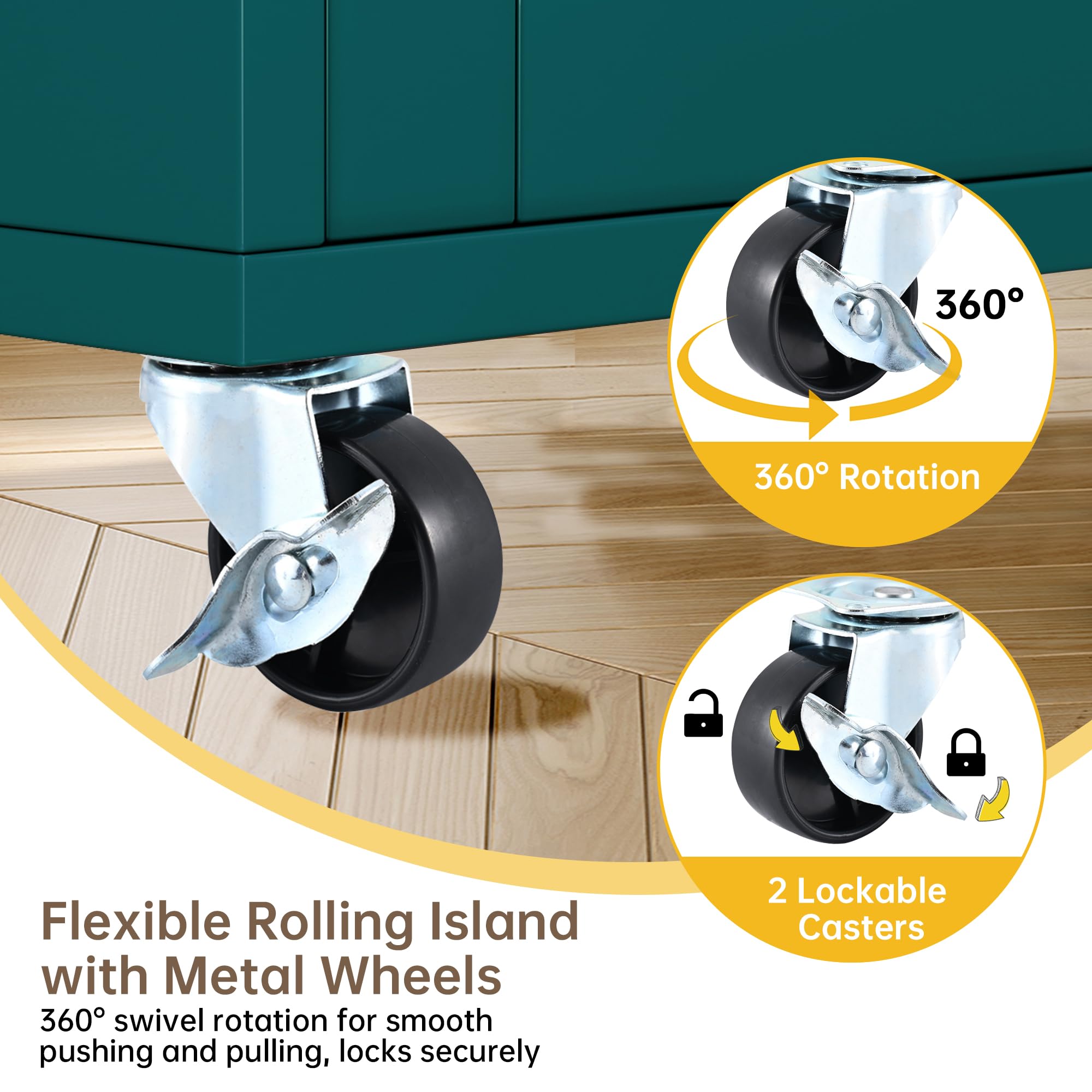 Rolling Kitchen Island Cart with Storage