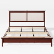 Solid Wood Bed Frame with Headboard, LED & Charging Station