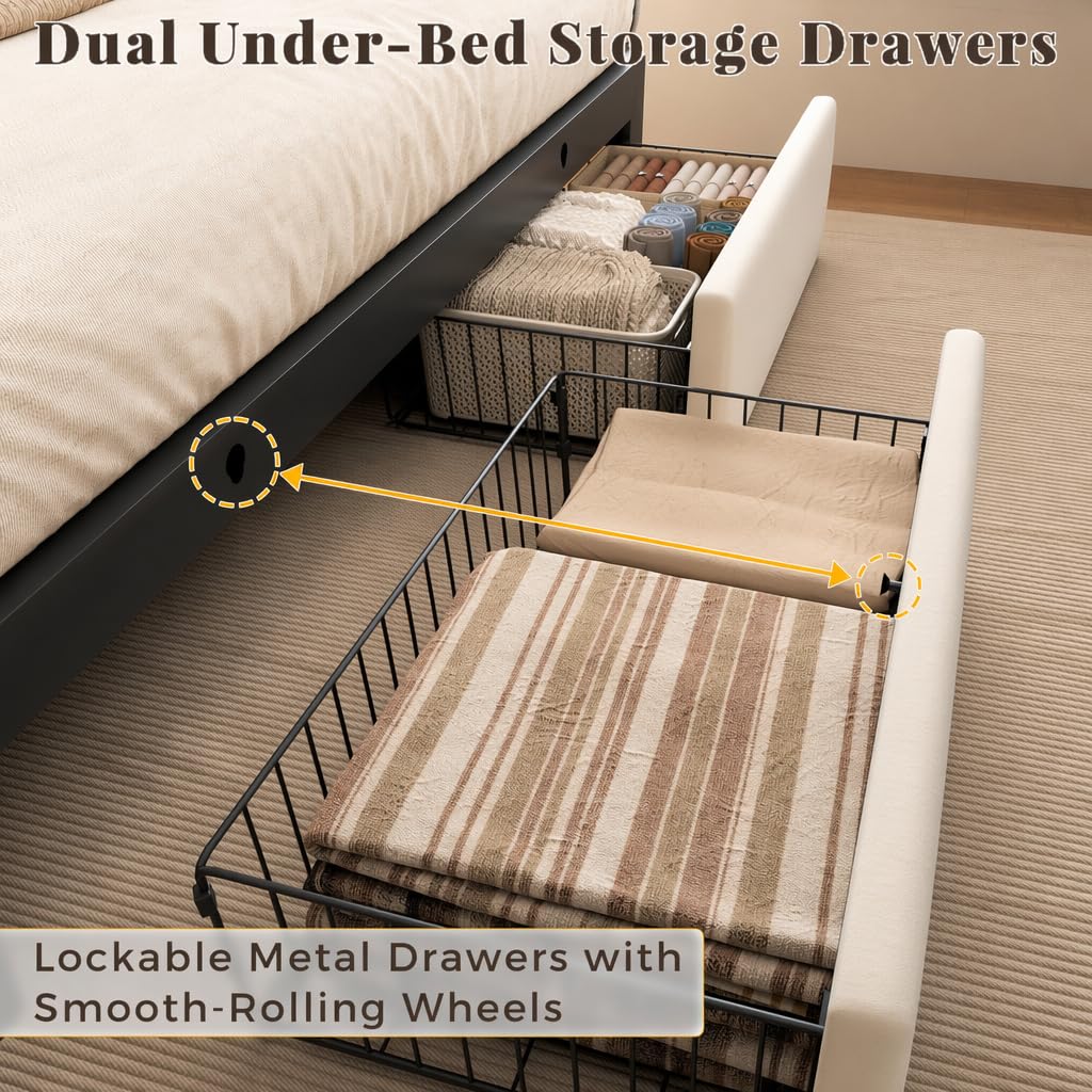Queen Upholstered Storage Bed