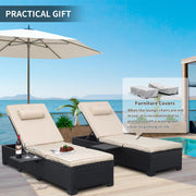 Outdoor Wicker Chaise Lounge Set of 2