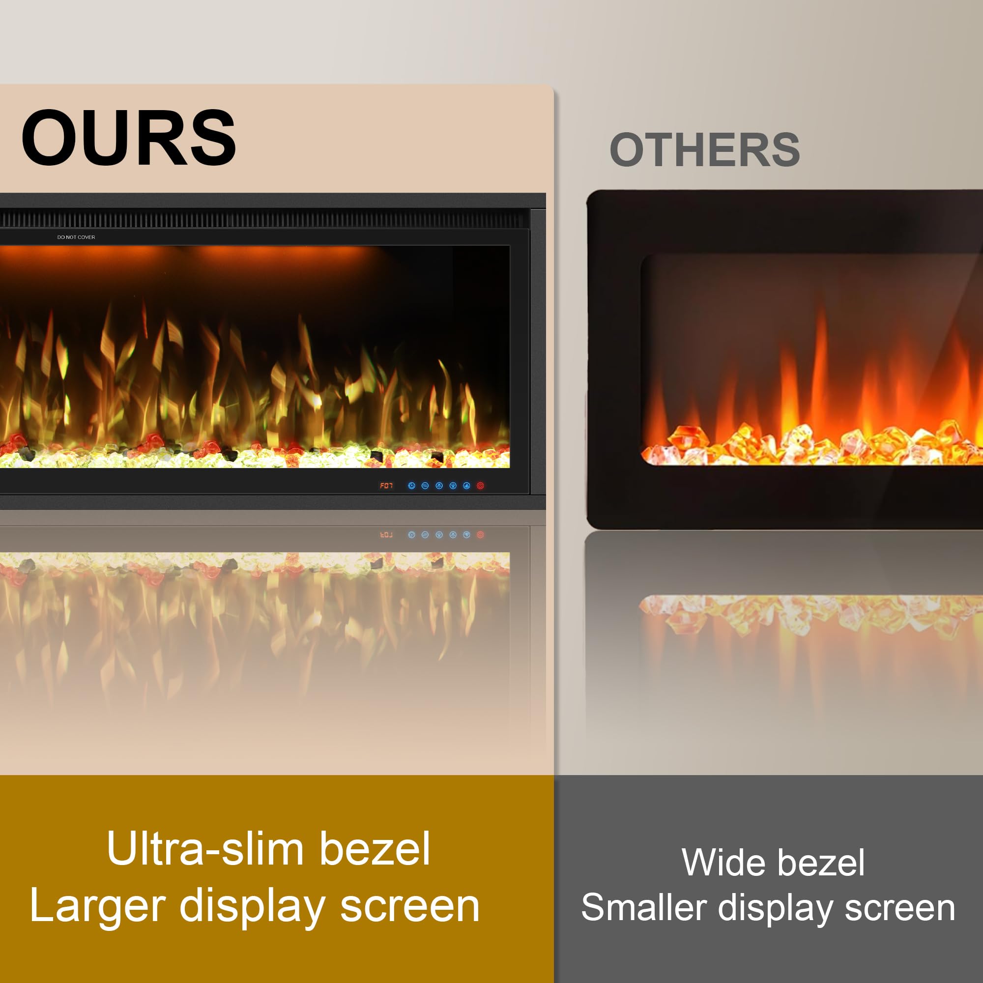 48" Smart Electric Fireplace Inserts, Slim Fireplace with APP & Alexa Control, Remote & Touch Panel, Adjustable Flame Colors & Fuel Bed Colors, Timer & Overheat Protection, 750W/1500W, Black