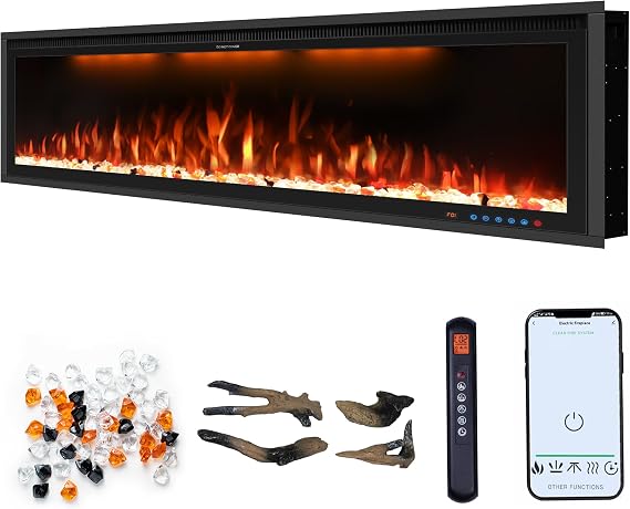 Electric Fireplace Insert with WiFi & Alexa Control