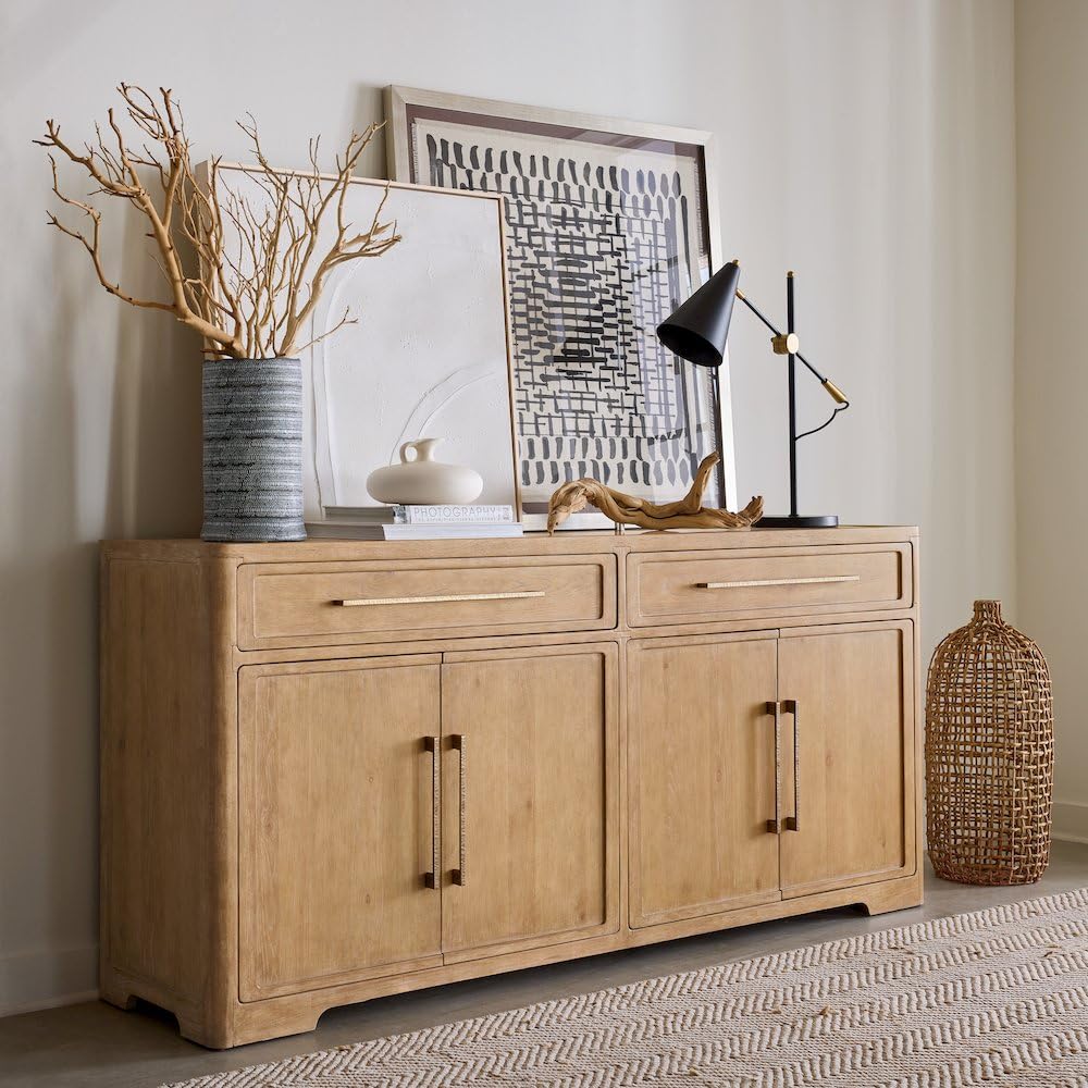 Hooker Furniture Retreat Buffet in Beige w/Stone Inlay