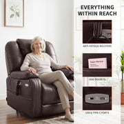 EONIX Triple Motor Lay Flat Power Lift Recliner Chair for Elderly with Adjustable Headrest, 400lbs Electirc Lift Chair for Living Room, Lumbar Pillow, Extended Footrest, Dark Brown