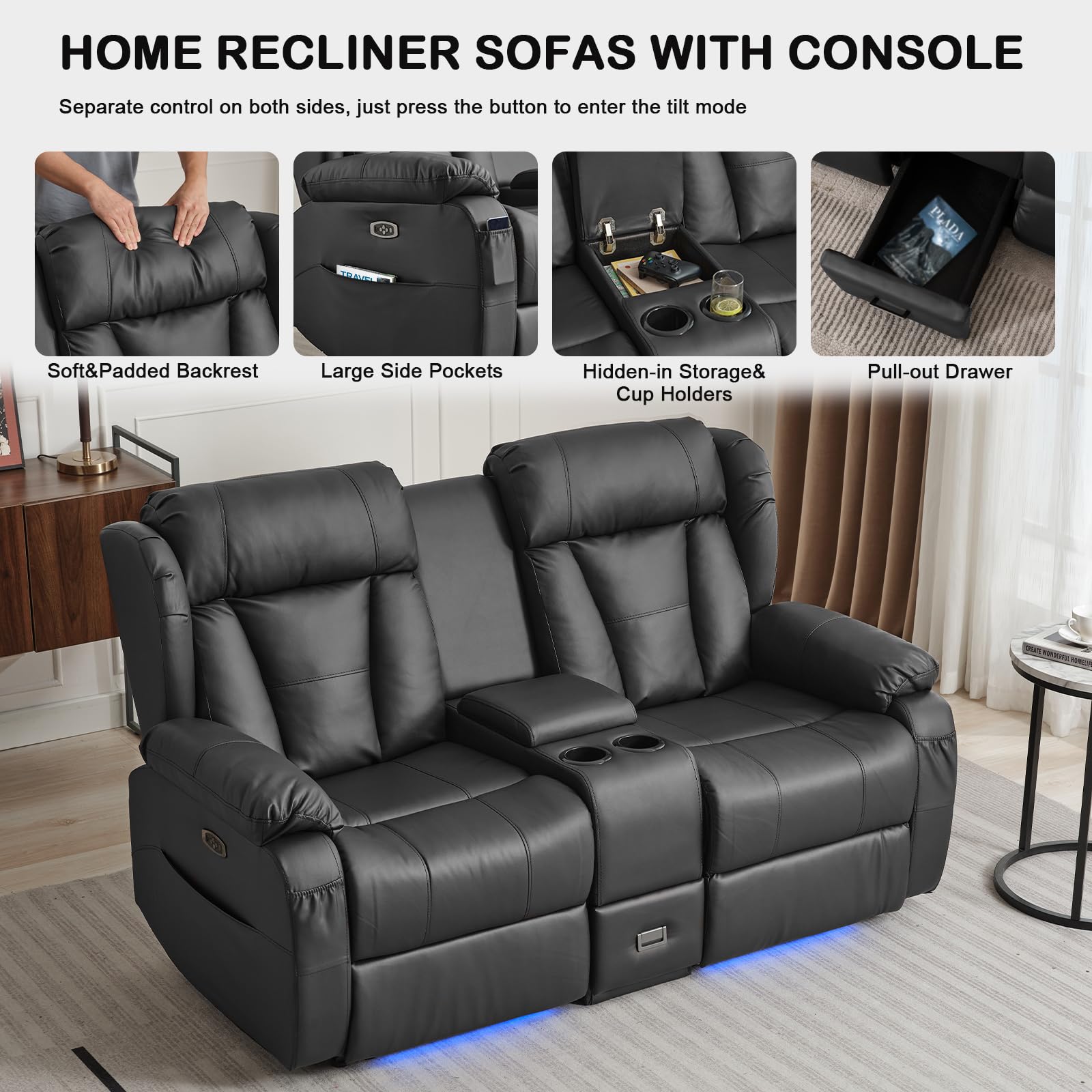 Power Reclining Loveseat with Console